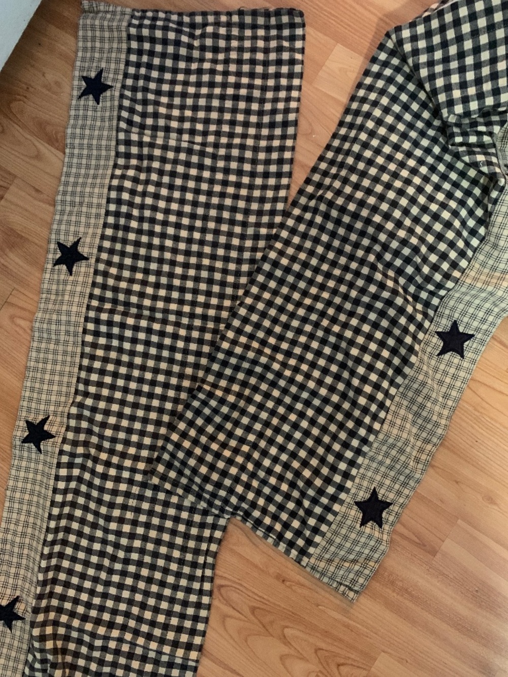 Primitive Gingham Navy Curtains